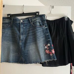 Both!Express Blue Denim Skirt & White House Black Market Black drawstring skirt